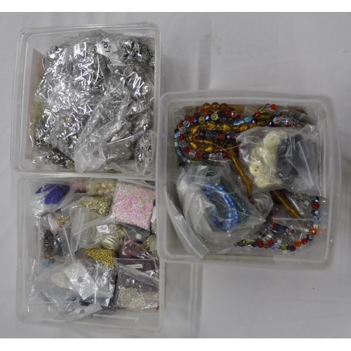 44 - 9 PLASTIC BOXES COSTUME JEWELLERY MAKING ACCESSORIES