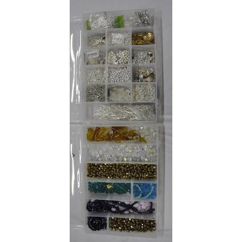 49 - 7 PLASTIC COMPARTMENTED BOXES OF JEWELLERY MAKING ACCESSORIES