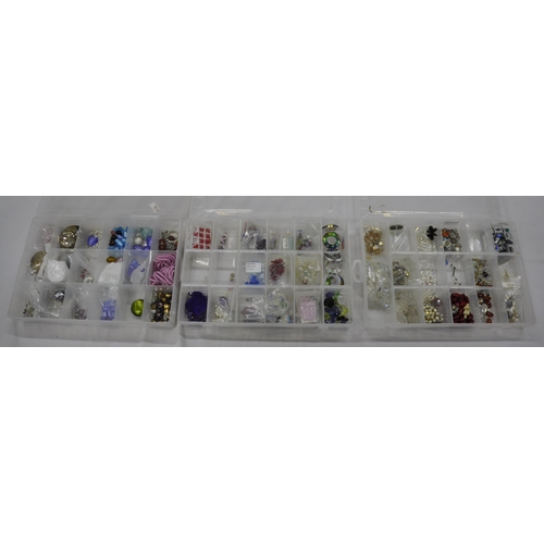 49 - 7 PLASTIC COMPARTMENTED BOXES OF JEWELLERY MAKING ACCESSORIES