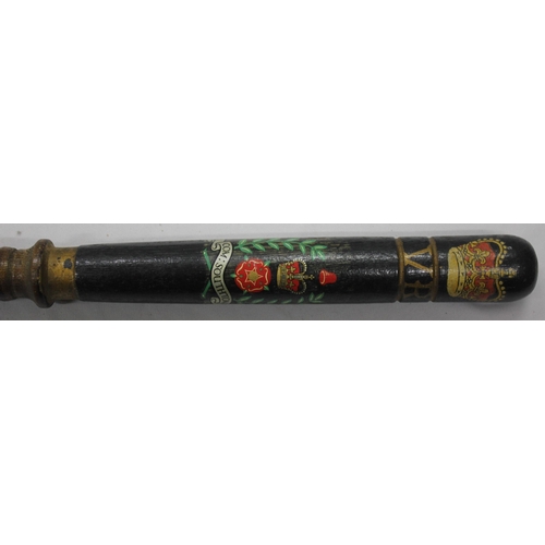 57 - 2 VICTORIAN HAND PAINTED TRUNCHEONS