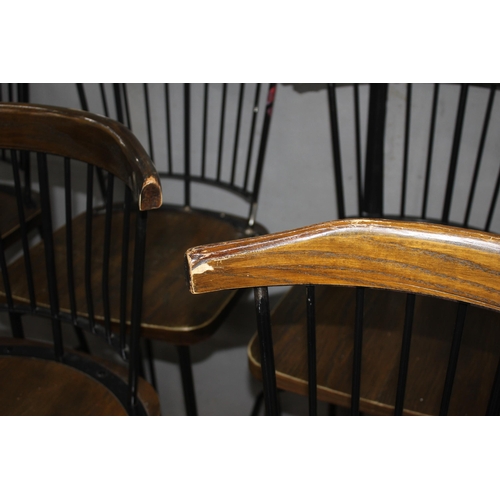 68 - 6 METAL FRAME BAR CHAIRS WITH WOODEN SEATS