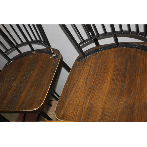 68 - 6 METAL FRAME BAR CHAIRS WITH WOODEN SEATS