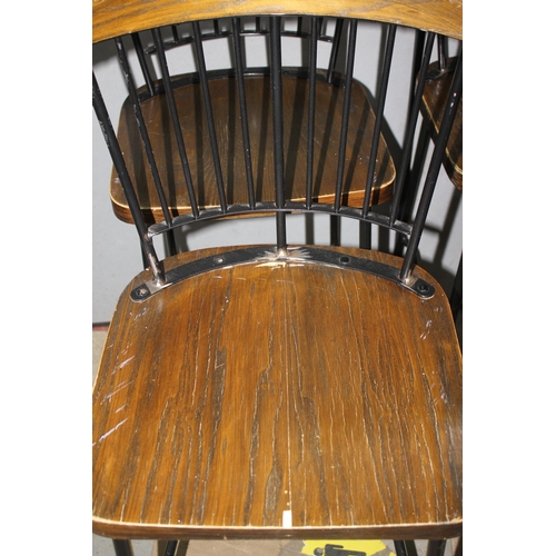 68 - 6 METAL FRAME BAR CHAIRS WITH WOODEN SEATS