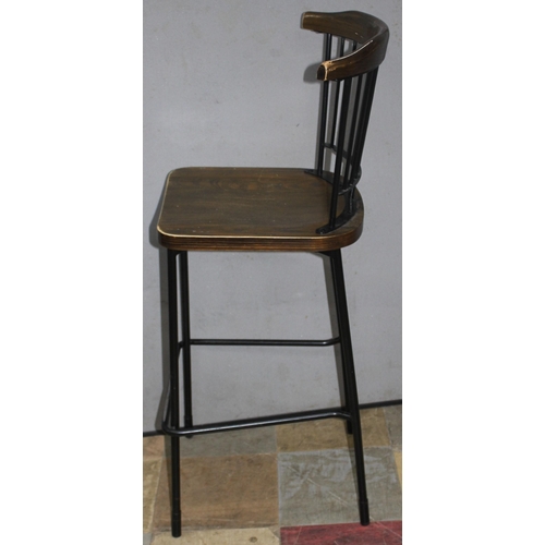 68 - 6 METAL FRAME BAR CHAIRS WITH WOODEN SEATS