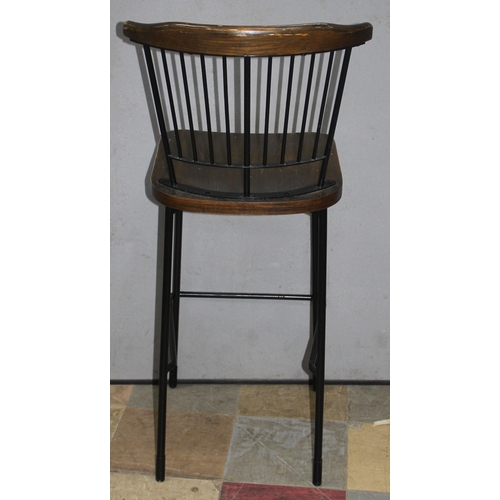 68 - 6 METAL FRAME BAR CHAIRS WITH WOODEN SEATS