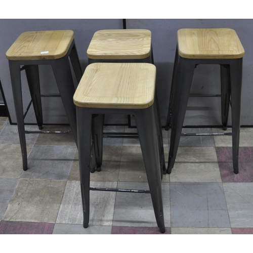 87 - 4 GREY METAL FRAME BAR STOOLS