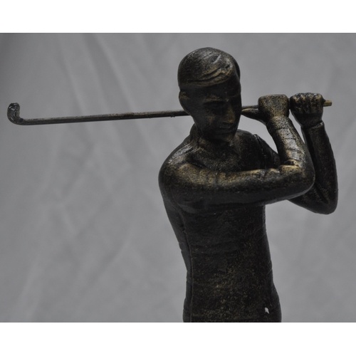 104 - BRONZE FINISH GOLFER FIGURE