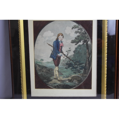 145 - PAIR OF INK AND PASTELS DEPICTING BOY AND GIRL IN ORIGINAL QUALITY FRAMES c1890 18 x 20 (including f... 