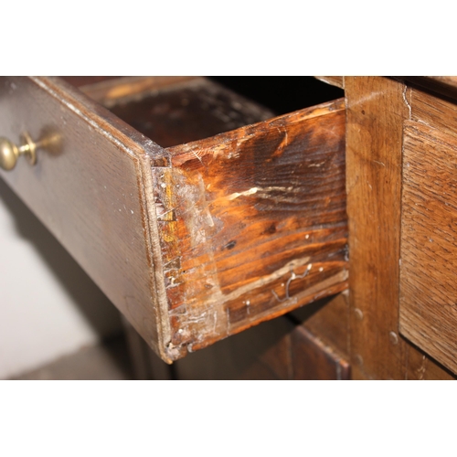 148 - OAK WELSH DRESSER WITH SLATTED RACK OVER DOG KENNEL BASE - HANDLES HAVE BEEN CHANGED, SPLIT TO BASE