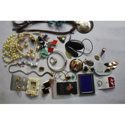 155 - BOX OF COSTUME JEWELLERY ETC