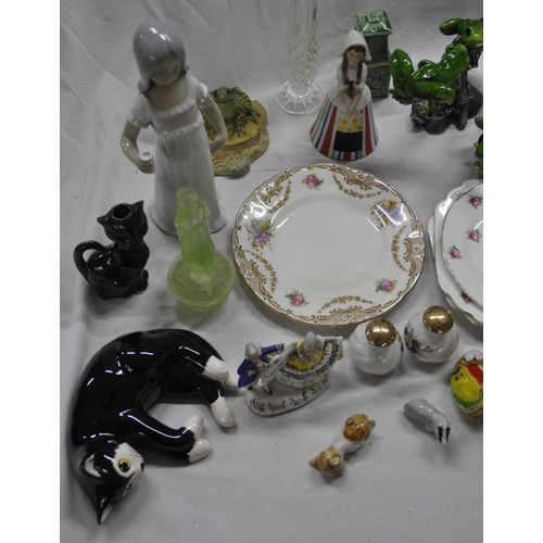 170 - BOX OF CHINA INCLUDING WADE HORSES, CARLTONWEAR 'THE SUN' ASH TRAY ETC