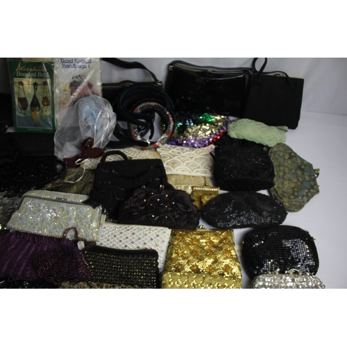 193 - BOX OF VINTAGE HANDBAGS