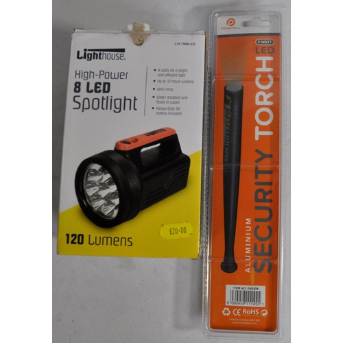 196 - LIGHTHOUSE 120 LUMENS SPOTLIGHT & 2 ALUMINIUM SECURITY TORCHES