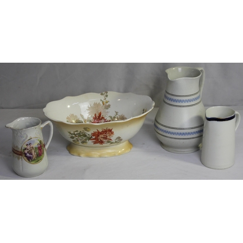 202 - MISCELLANEOUS CHINA INCLUDING CHAMBER POTS, JUGS AND VASES