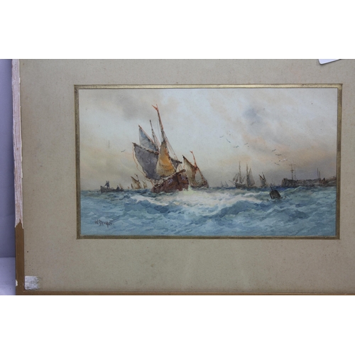 221 - 5 FRAMED BOATING PAINTINGS - PENCIL DRAWING OF A BOAT, PAIR OF WATER COLOUR SAILING BOATS BY RA LANE... 