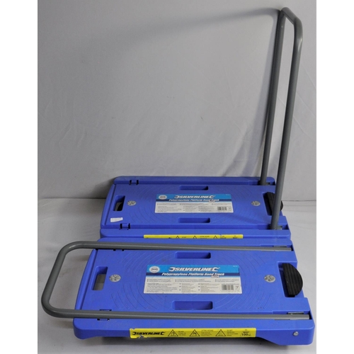 225 - 2 x SILVERLINE 100kg CAPACITY PLATFORM HAND TRUCKS