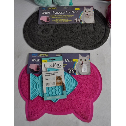 229 - VARIOUS CAT ACCESSORIES - BOWLS, MATS ETC