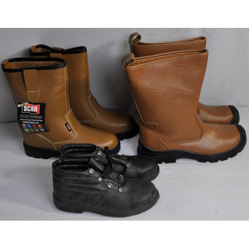 236 - 3 PAIR OF SAFETY BOOTS (SIZES 10, 6 & 35)