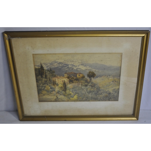 244 - 3 FRAMED WATERCOLOURS - 1 FRAMED WATERCOLOUR OF LANDSCAPE BY G HODGESON, 1 FRAMED WATERCOLOUR OF RUR... 