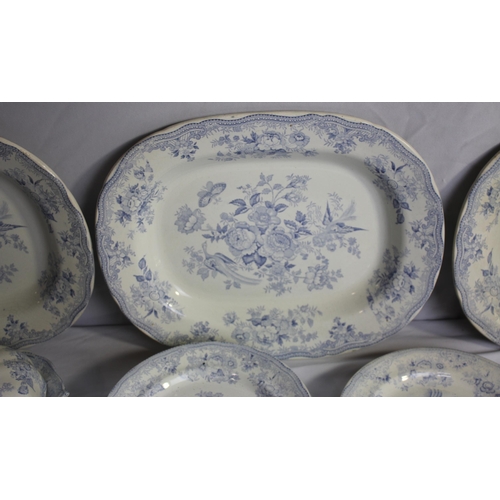 270 - 3 BLUE AND WHITE MEAT PLATES - PLUS VARIOUS BLUE AND WHITE CROCKERY