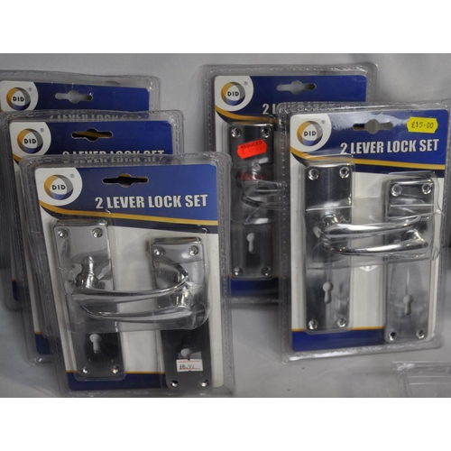 280 - BOX OF DOOR LOCKS, HANDLES, RIM LATCHES, GATE LATCHES, BOLTS ETC