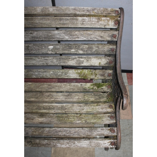 292 - IRON AND WOOD GARDEN BENCH