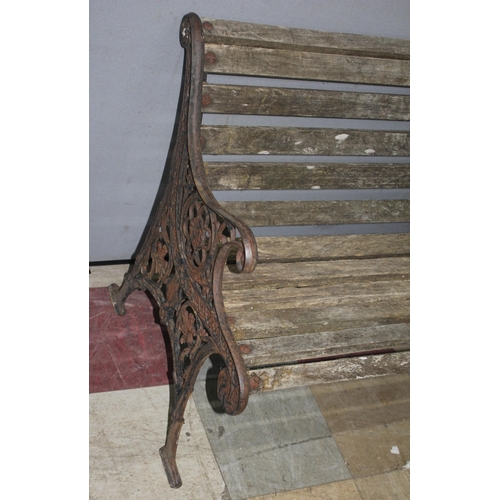 292 - IRON AND WOOD GARDEN BENCH