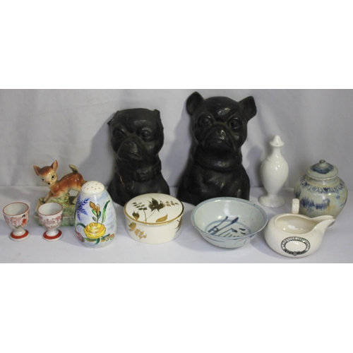 312 - MISCELLANEOUS INCLUDING 2 TABLE LAMPS. VINERS CUTLERY, JAPANESE RICE DISHES, EGG CUPS