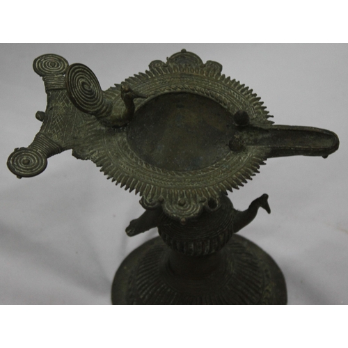 333 - TEMPLE OIL LAMP WITH PEACOCK