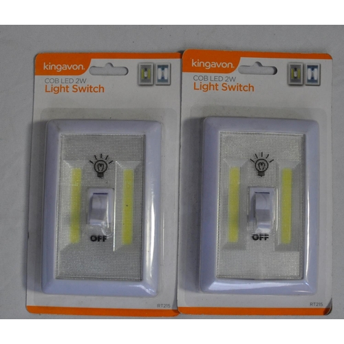 341 - 2 RAVEL FOOTBALL WATCH & TORCH SETS, 2 LED 2w LIGHT SWITCHES & 2 ALUMINIUM SECURITY TORCHES