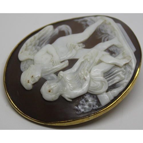 356 - LARGE ANTIQUE CAMEO BROOCH - NO HALLMARKS