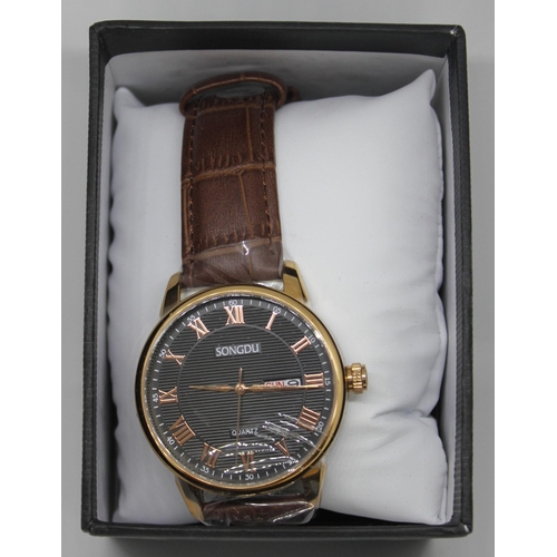 368 - 2 SONGDU DAY/DATE ROSE GOLD COLOURED GENTS WATCHES