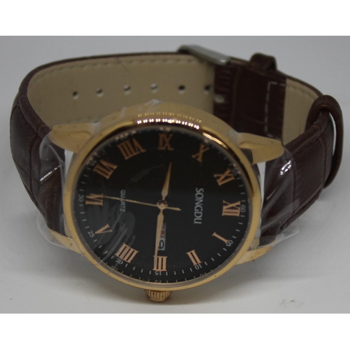 368 - 2 SONGDU DAY/DATE ROSE GOLD COLOURED GENTS WATCHES