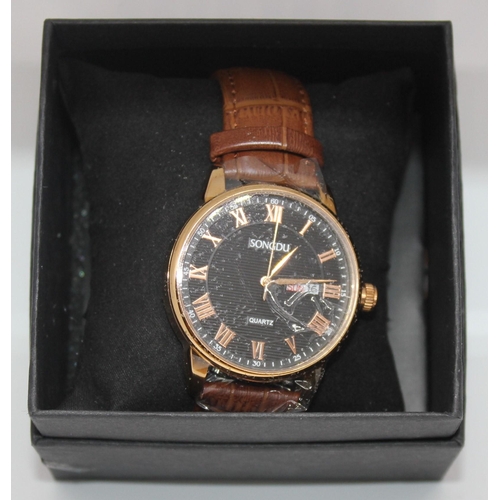 368 - 2 SONGDU DAY/DATE ROSE GOLD COLOURED GENTS WATCHES