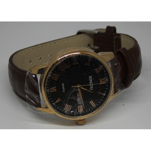 368 - 2 SONGDU DAY/DATE ROSE GOLD COLOURED GENTS WATCHES