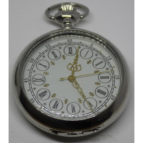 376 - 3 MODERN POCKET WATCHES IN ROUND BOX