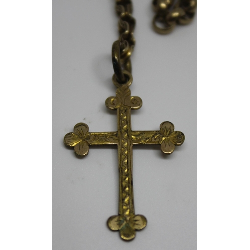 391 - DECORATIVE CROSS MARKED GF.BB. ON BROKEN CHAIN (2.2g) & BROKEN CHAIN MARKED 9k (2.6g)