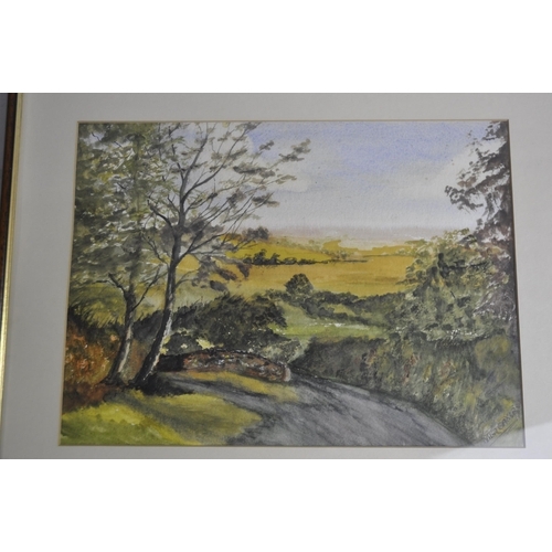 223 - 5 FRAMED WATERCOLOURS - FRAMED WATERCOLOUR OF CWM R'EGLWYS SIGNED PETER GOBLE '87, FRAMED WATER... 