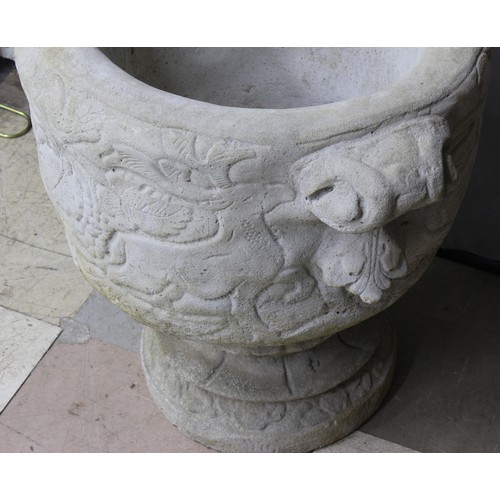 91 - STONEWORK CIRCULAR PLANTER FEATURING STAG & TROPICAL BIRDS (IN 2 PIECES) - OPTION OF LOT 92