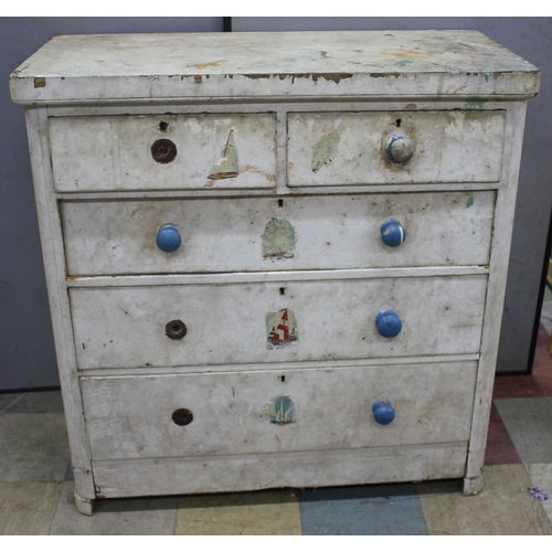 254 - PAINTED PINE 2 OVER 3, 5-DRAWER CHEST