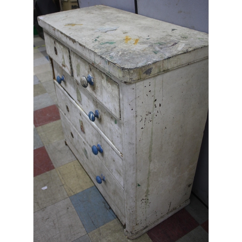 254 - PAINTED PINE 2 OVER 3, 5-DRAWER CHEST