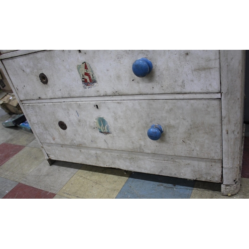 254 - PAINTED PINE 2 OVER 3, 5-DRAWER CHEST