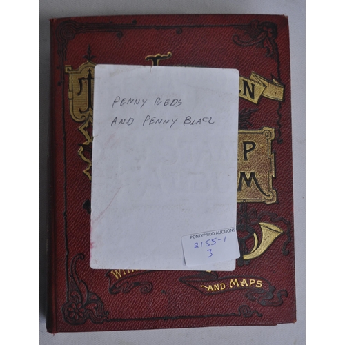 256 - STAMP ALBUM AND STAMPS INCLUDING PENNY BLACK AND PENNY RED