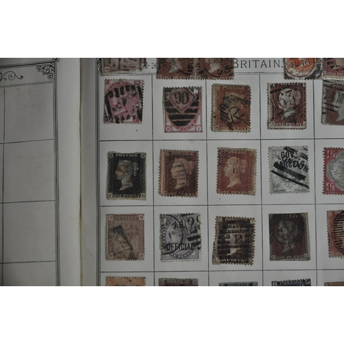 256 - STAMP ALBUM AND STAMPS INCLUDING PENNY BLACK AND PENNY RED