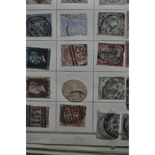 256 - STAMP ALBUM AND STAMPS INCLUDING PENNY BLACK AND PENNY RED