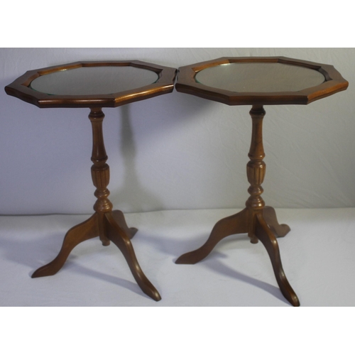 17 - REPRODUCTION DRUM TABLE AND 2 WINE TABLES