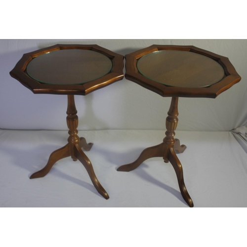 17 - REPRODUCTION DRUM TABLE AND 2 WINE TABLES