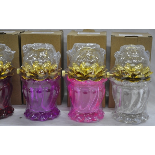 49 - 31 MINI GHEE LAMPS - BLUE, YELLOW, PINK