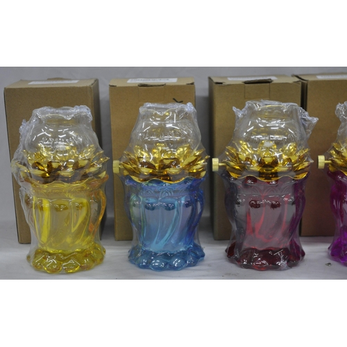 49 - 31 MINI GHEE LAMPS - BLUE, YELLOW, PINK