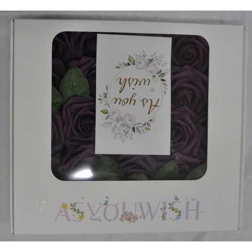 52 - 11 BOXES (25 PER BOX) OF AS YOU WISH ARTIFICIAL FLOWERS - BURGUNDY